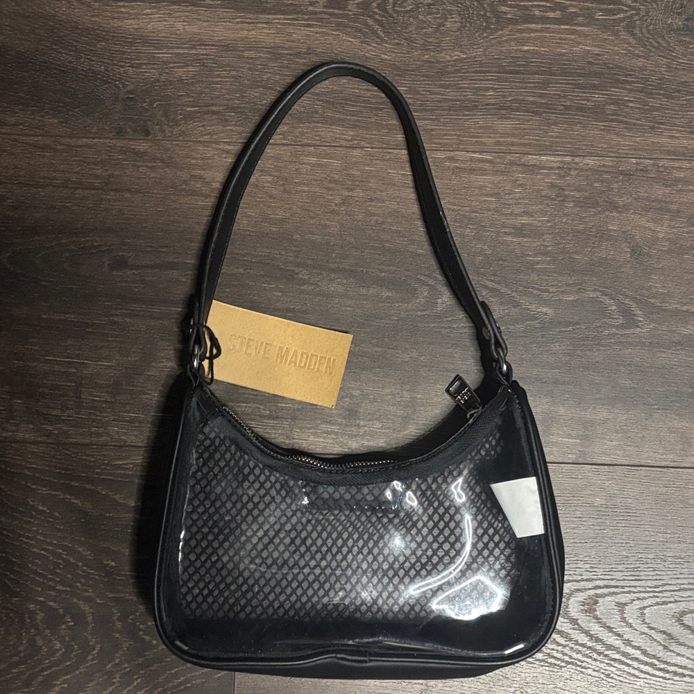 NWT Steve Madden Black Clear and Mesh Small Shoulder Bag - Picture 2 of 9